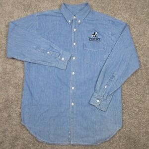 Vintage Planet Hollywood Shirt Mens Large Blue Denim Chambray Perfect Production